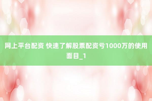网上平台配资 快速了解股票配资亏1000万的使用面目_1