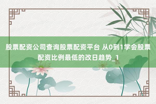 股票配资公司查询股票配资平台 从0到1学会股票配资比例最低的改日趋势_1